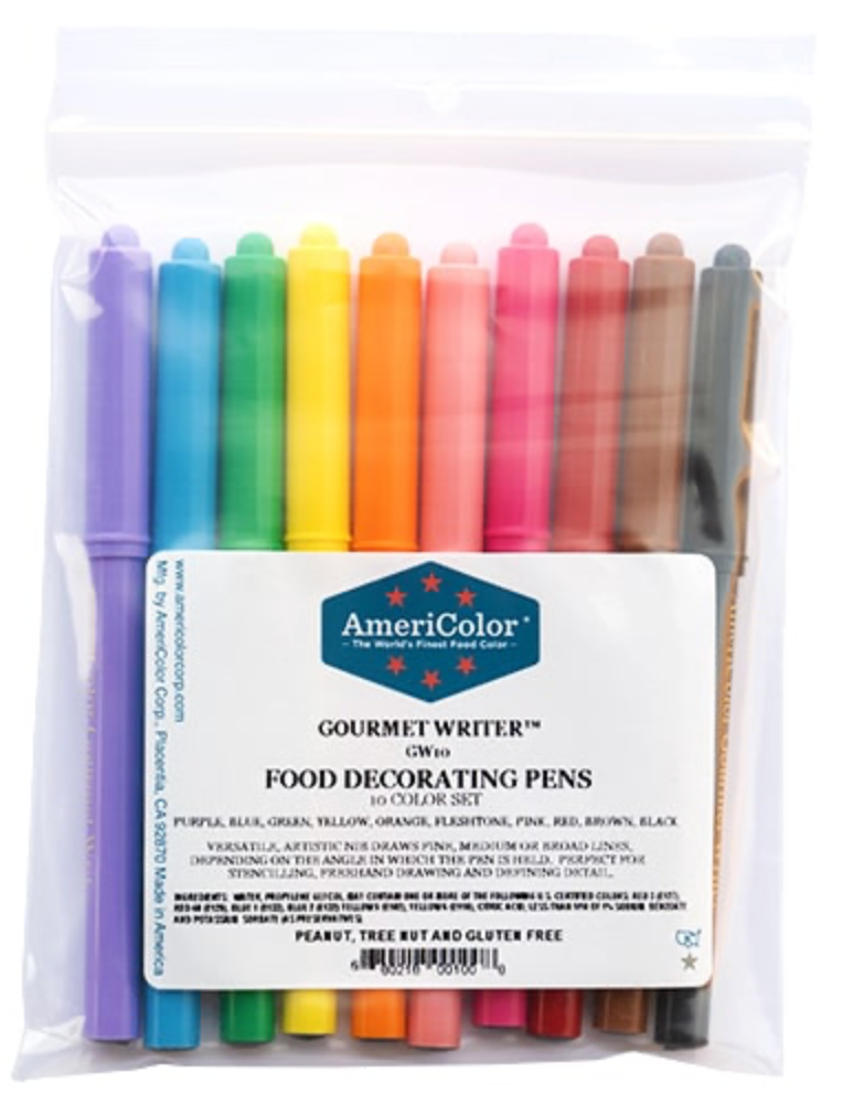 Americolor Gourmet Writer Food Decorating Pens -- 10 Color Set